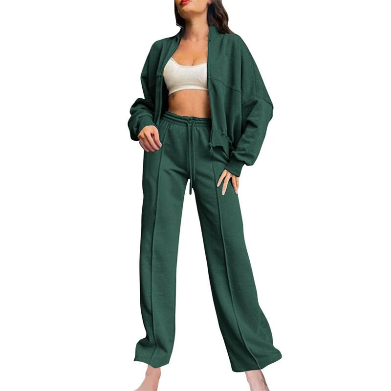 Women’s Zip-Up Long Sleeve Sweat Jacket & Drawstring Jogger Set