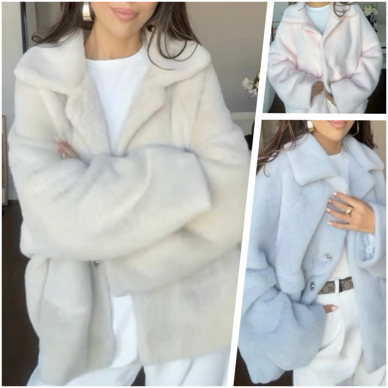 Women's Oversized Plush Lapel Winter Coat