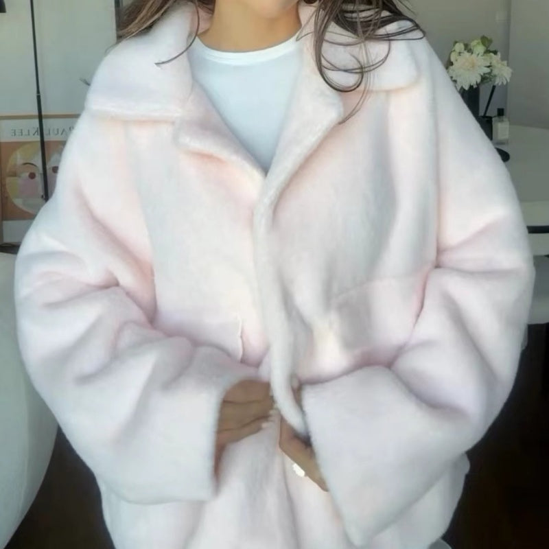 Women's Oversized Plush Lapel Winter Coat