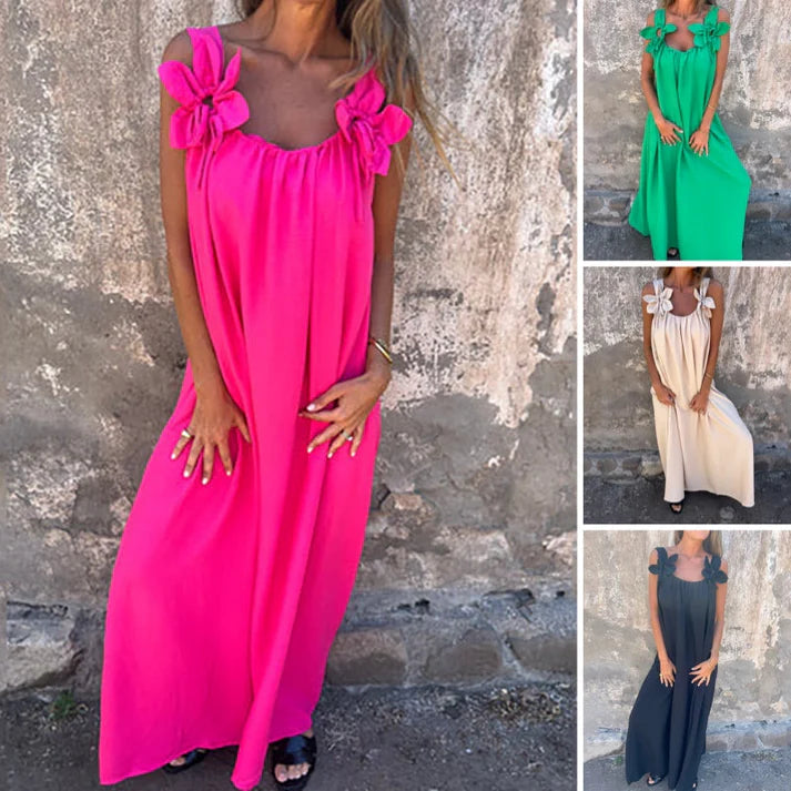 Women's elegant maxi dress with floral strap