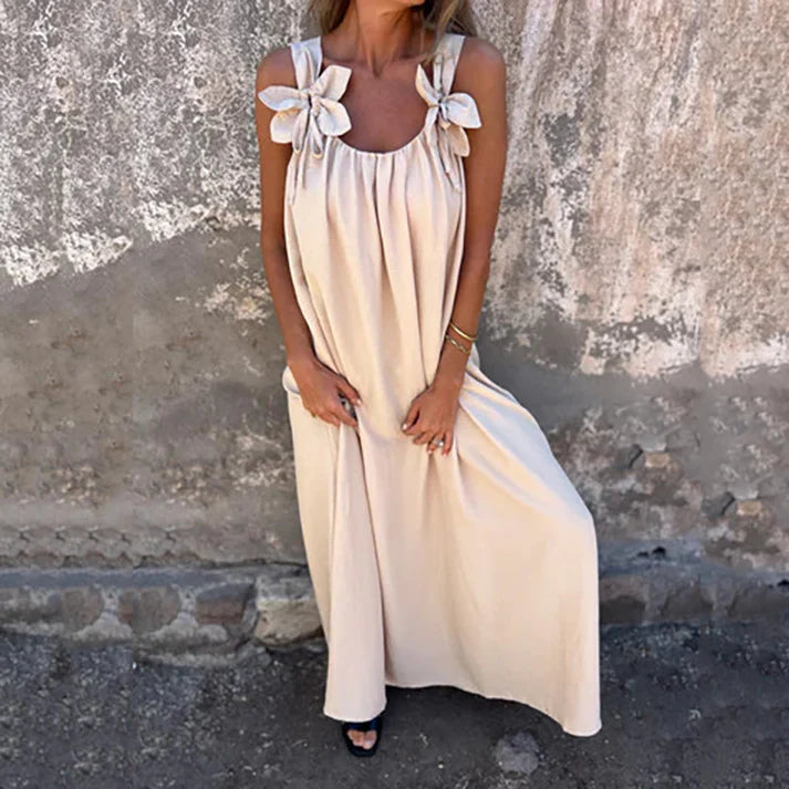 Women's elegant maxi dress with floral strap