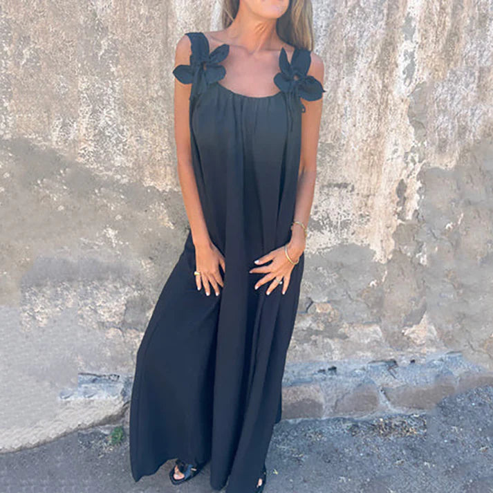 Women's elegant maxi dress with floral strap