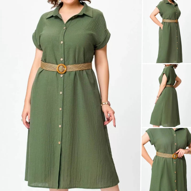 🍃Women's Solid Color Casual Button-Down Dress