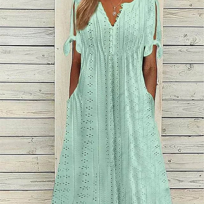 Women's elegant solid dress with a V-neck