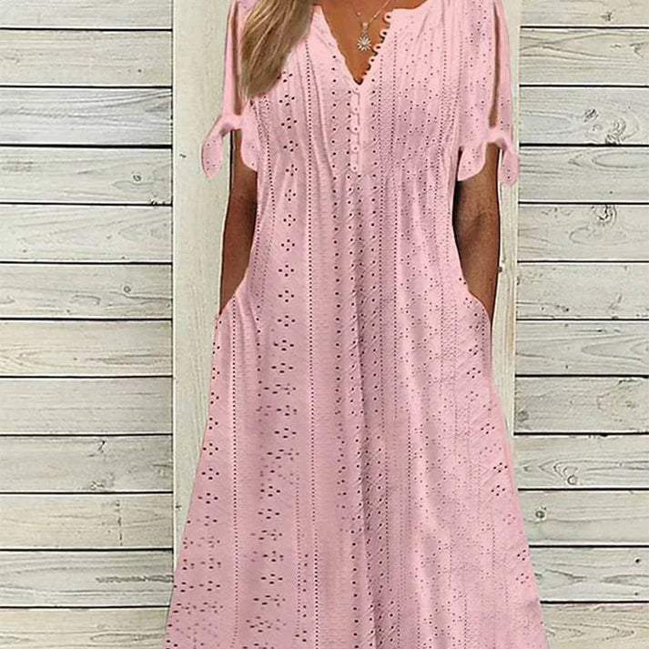 Women's elegant solid dress with a V-neck