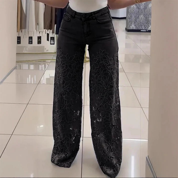 👖Modern jeans with lace patches