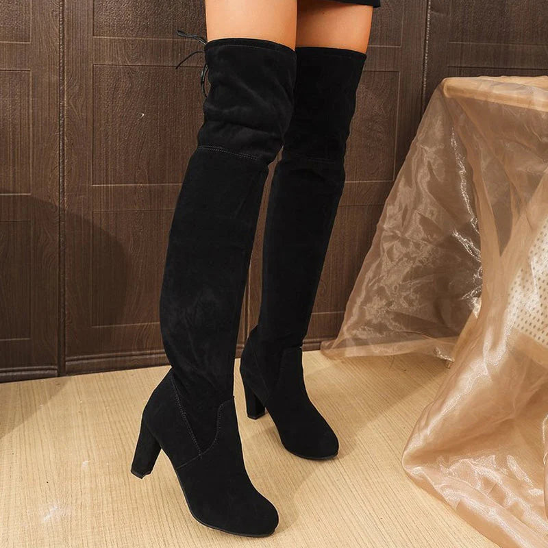 Elegant Faux Suede Over-The-Knee Boots