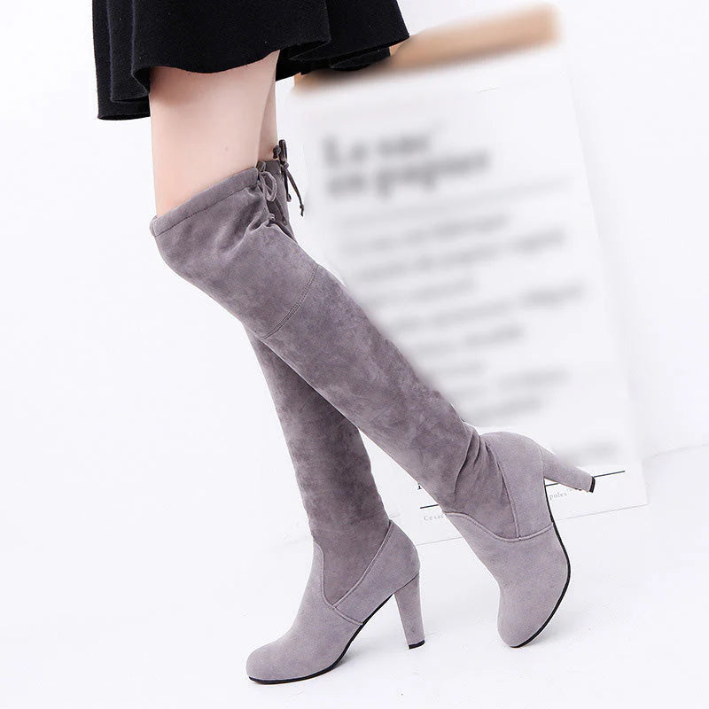 Elegant Faux Suede Over-The-Knee Boots