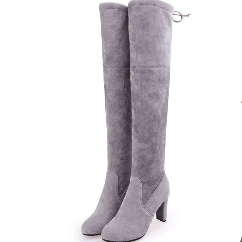 Elegant Faux Suede Over-The-Knee Boots