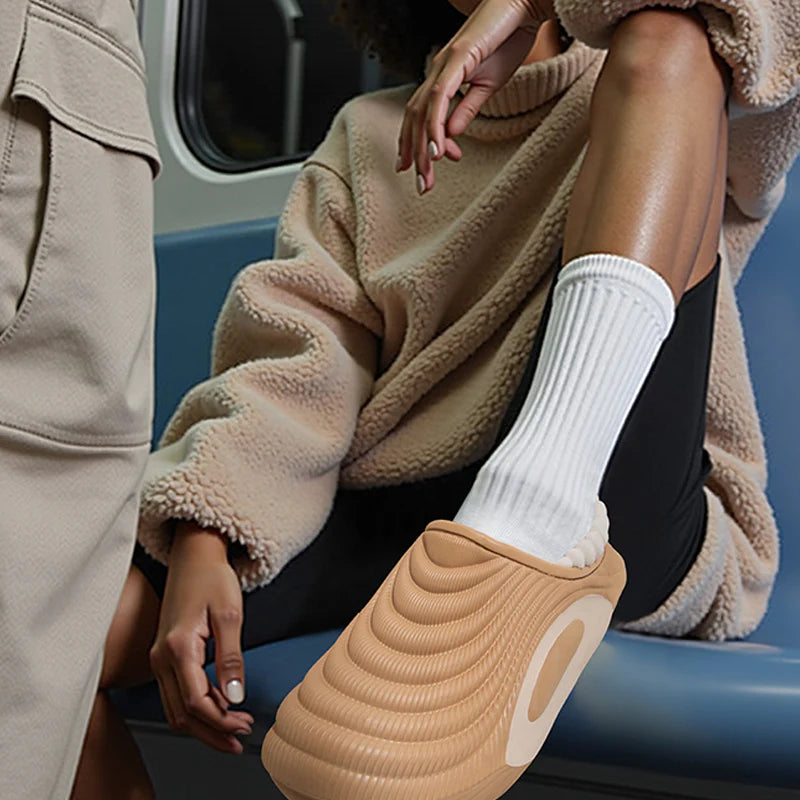 Waterproof Fur-Lined Clog Slippers with Non-Slip EVA Sole