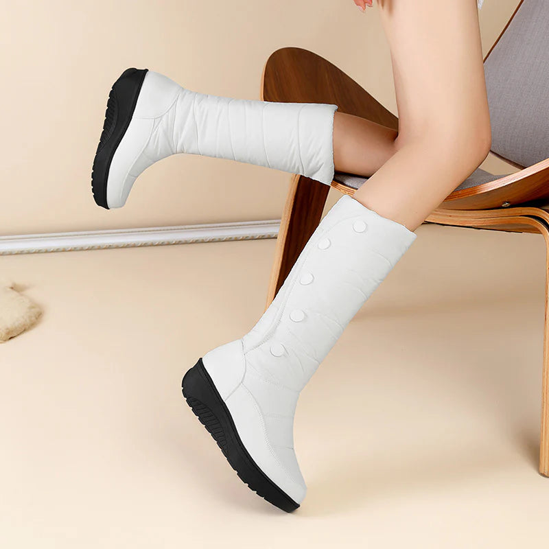 Women’s Warm Lined Waterproof Knee-High Wedge Snow Boots