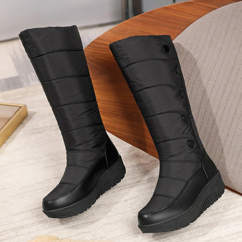 Women’s Warm Lined Waterproof Knee-High Wedge Snow Boots