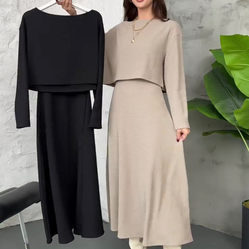 Women’s Ribbed Knit 2-Piece Midi Dress Set