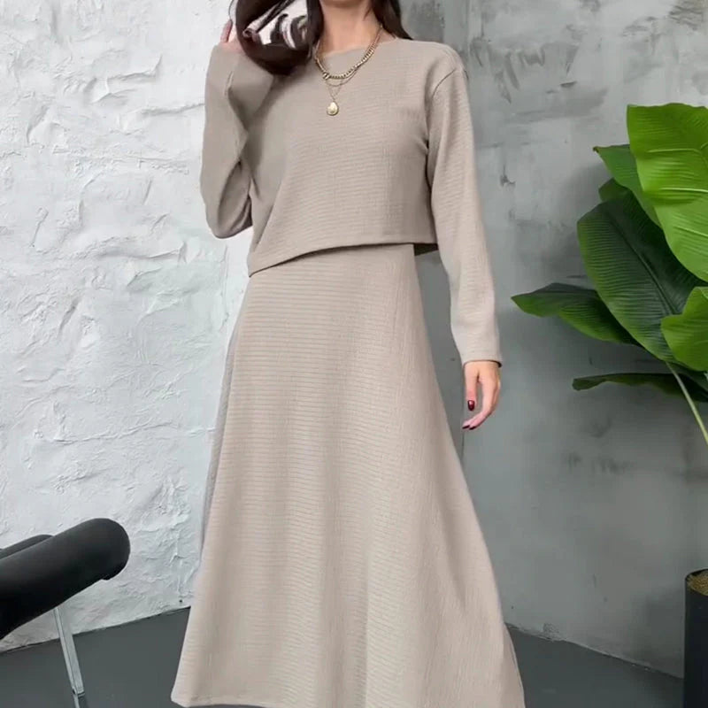 Women’s Ribbed Knit 2-Piece Midi Dress Set