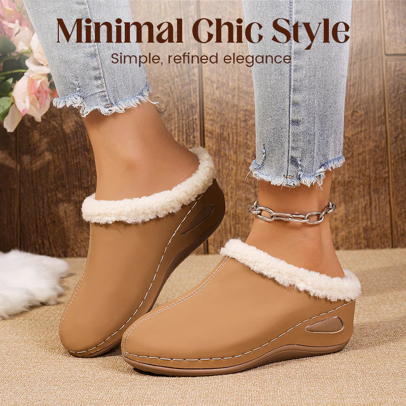Women’s Cozy Faux Fur Lined Wedge Slippers