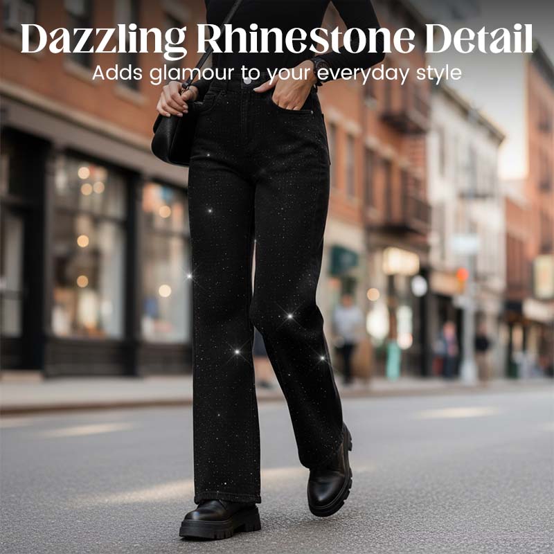 Women’s Rhinestone Straight-Leg Sparkle Jeans