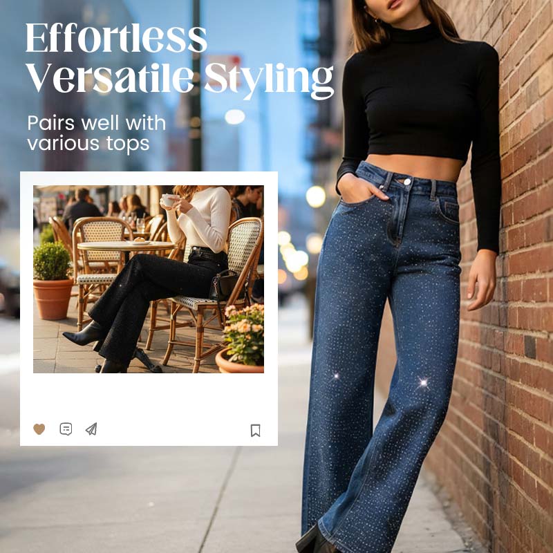 Women’s Rhinestone Straight-Leg Sparkle Jeans