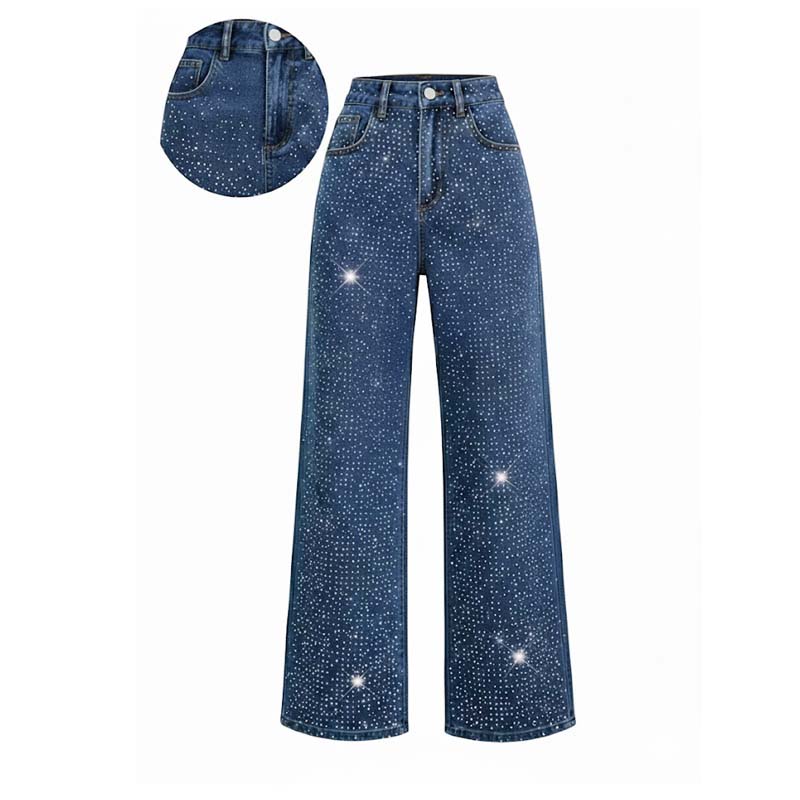 Women’s Rhinestone Straight-Leg Sparkle Jeans