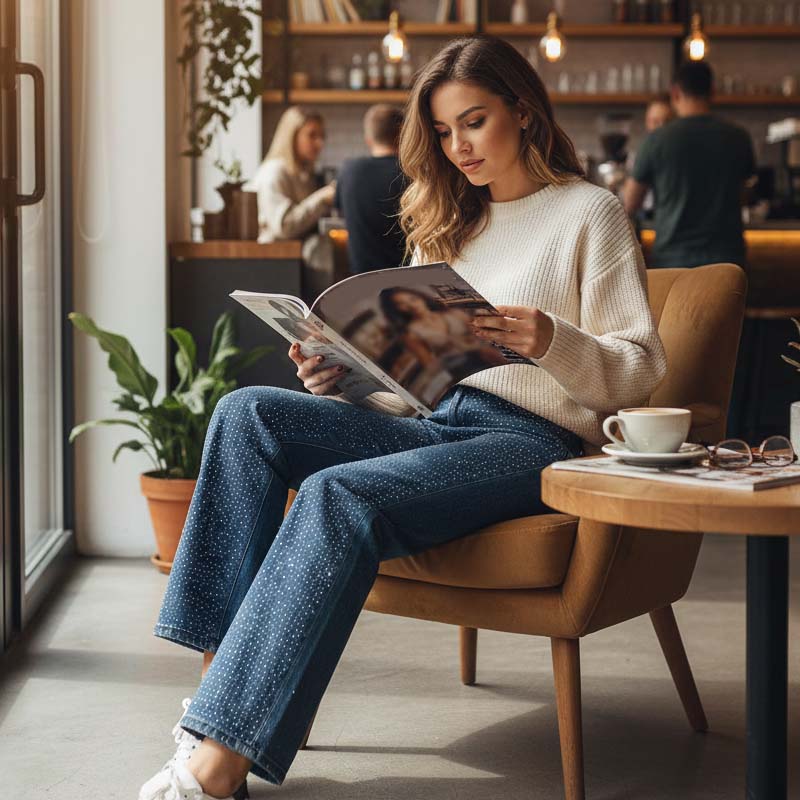 Women’s Rhinestone Straight-Leg Sparkle Jeans