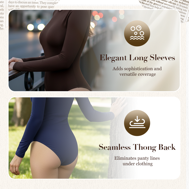 Women’s Seamless Stretch Crew Neck Long Sleeve Bodysuit