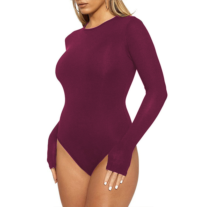 Women’s Seamless Stretch Crew Neck Long Sleeve Bodysuit