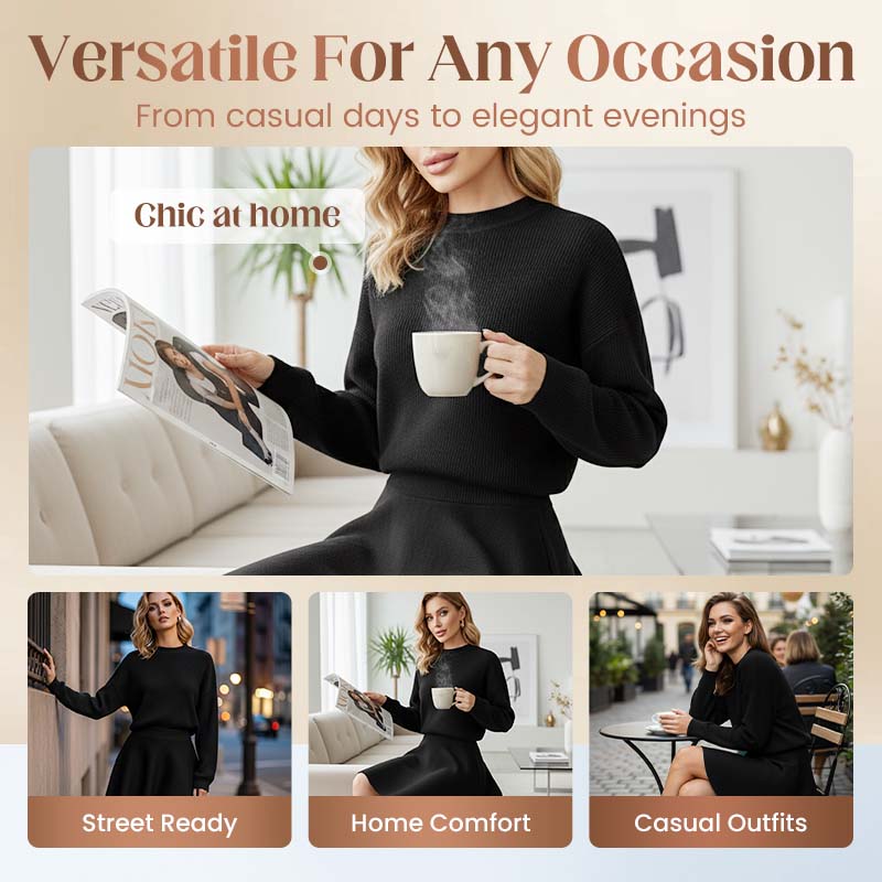 Women’s Mock Neck Knit A Line Mini Dress