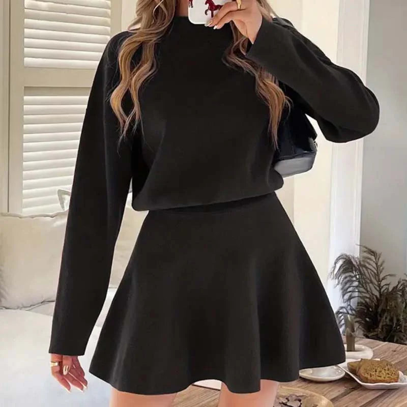 Women’s Mock Neck Knit A Line Mini Dress