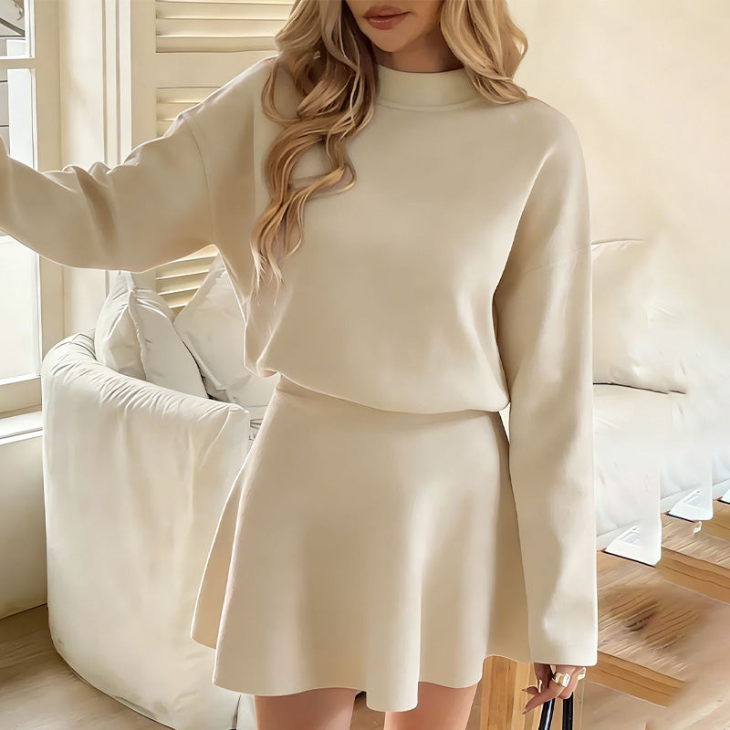 Women’s Mock Neck Knit A Line Mini Dress