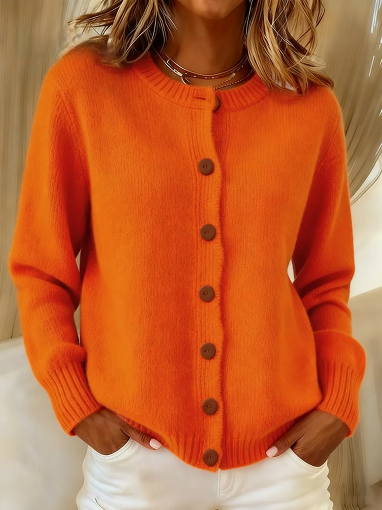 Women’s Retro Jacquard Knit Button-Front Cardigan