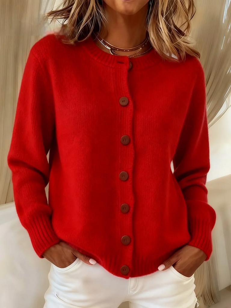 Women’s Retro Jacquard Knit Button-Front Cardigan
