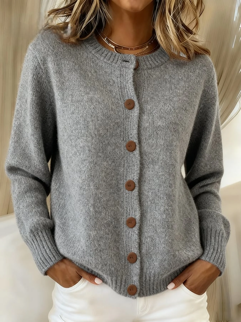 Women’s Retro Jacquard Knit Button-Front Cardigan