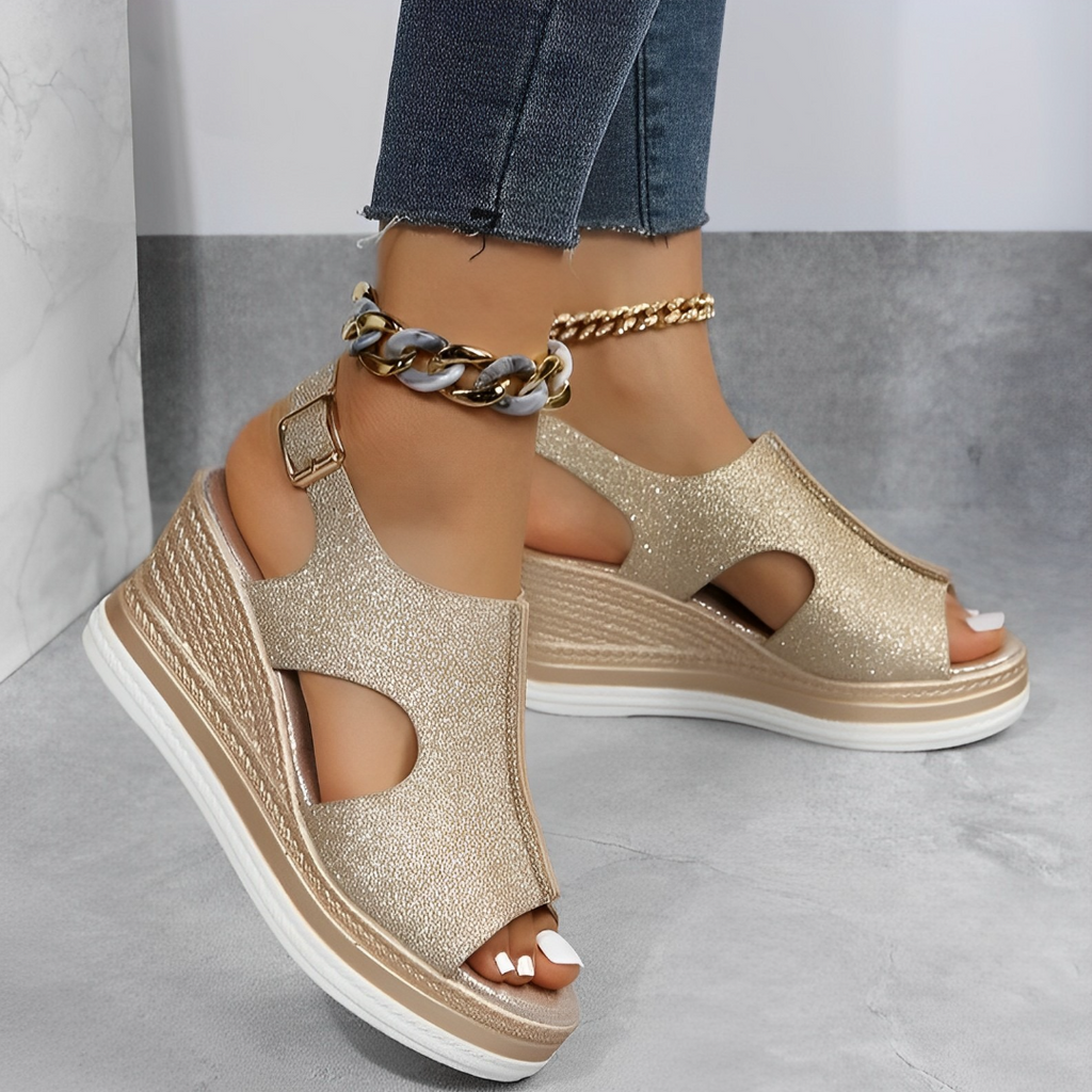 Chic Glitter Wedge Sandals