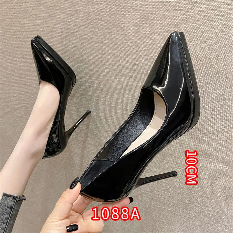 Women’s Gloss-Finish Pointed-Toe Stiletto Court Heels