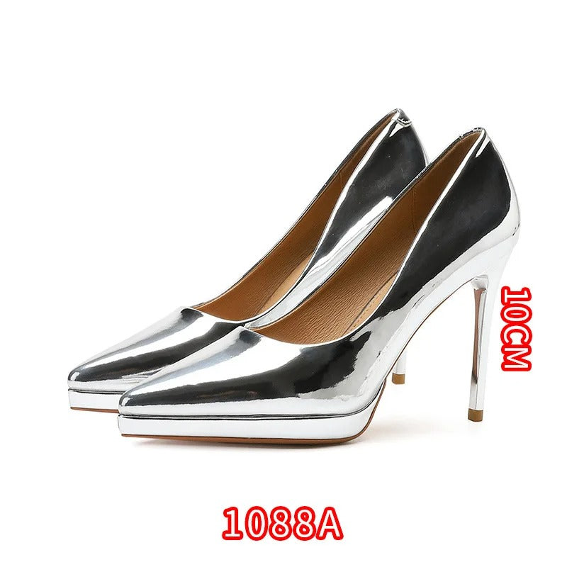 Women’s Gloss-Finish Pointed-Toe Stiletto Court Heels