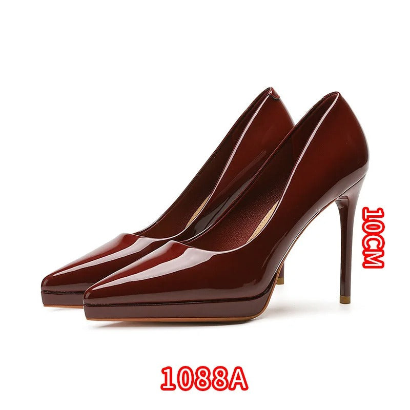 Women’s Gloss-Finish Pointed-Toe Stiletto Court Heels