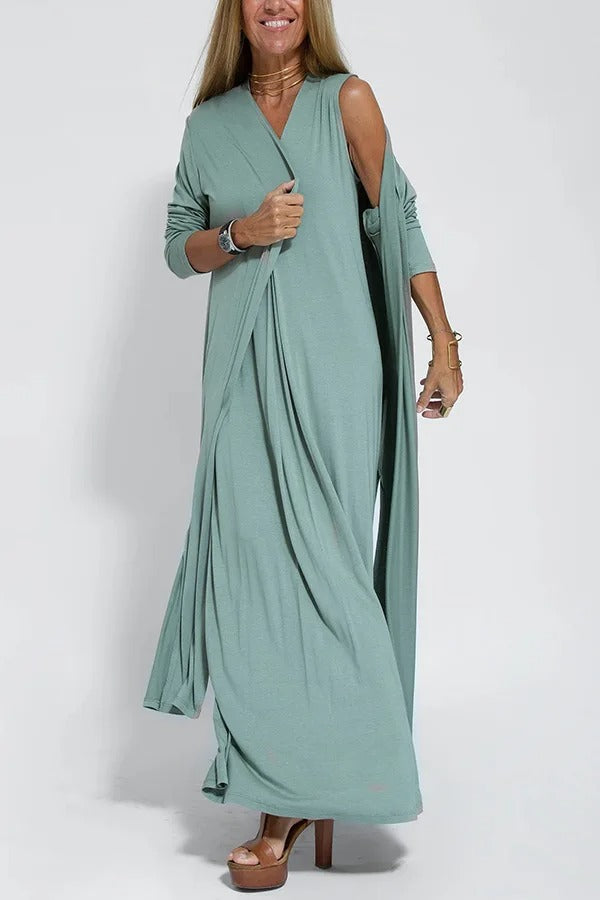 Women’s Flowy V Neck Sleeveless Maxi Beach Dress
