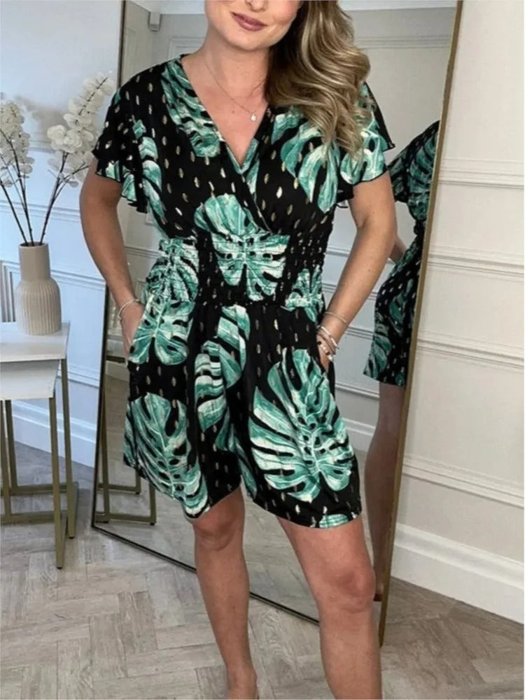 Women’s Floral Polka Dot Pocket Playsuit