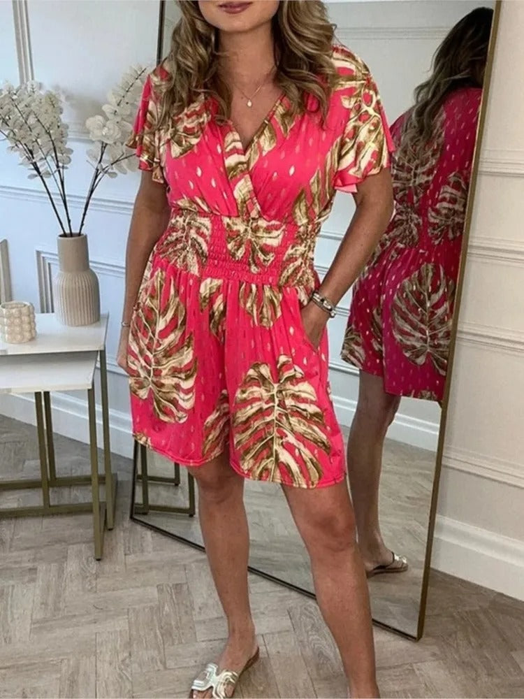 Women’s Floral Polka Dot Pocket Playsuit