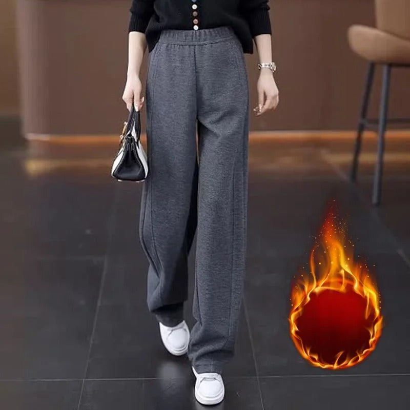 Women’s Fleece Lined High Waist Wide Leg Trousers