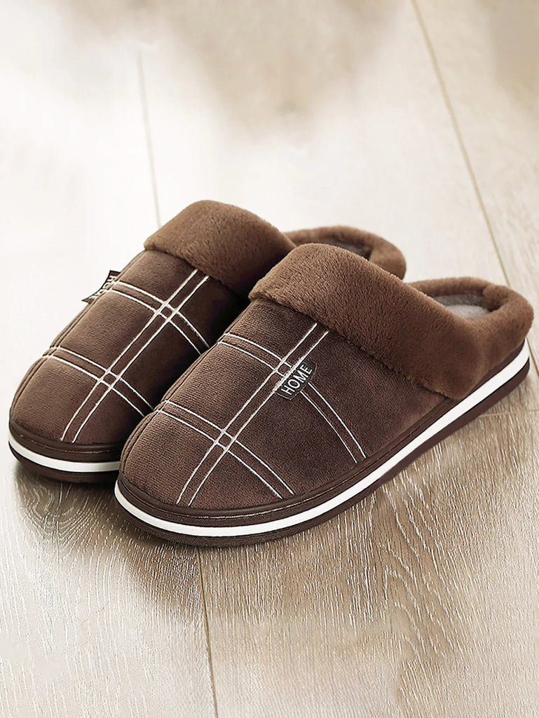 Men's Plaid Comfort House Slippers