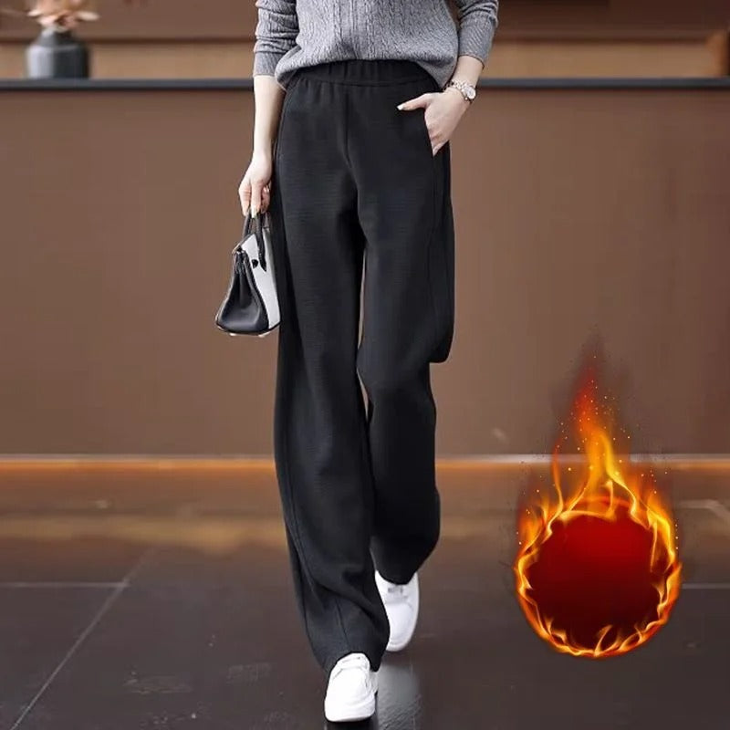 Women’s Fleece Lined High Waist Wide Leg Trousers