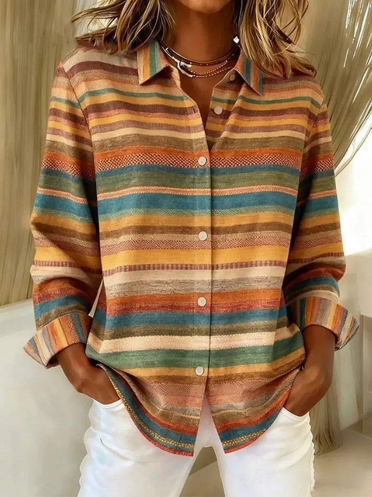 Ellora Plaid Long-Sleeve Casual Blouse