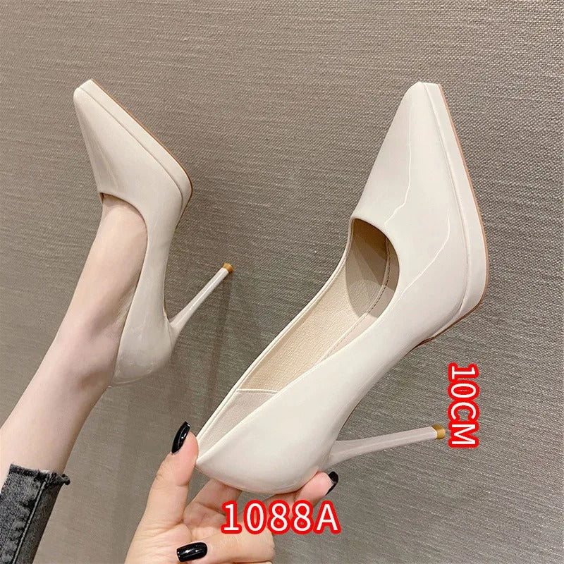 Women’s Gloss-Finish Pointed-Toe Stiletto Court Heels