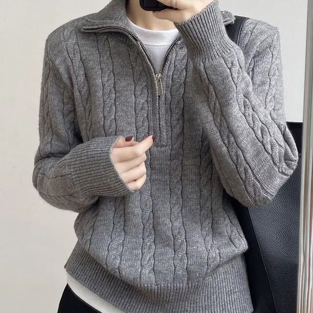 Women's Textured Cotton Half-Zip Lounge Sweater