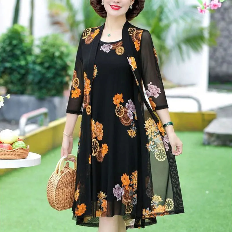 Womens Floral Print Dress Set