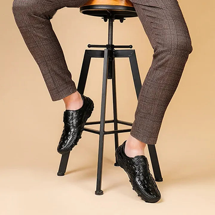 Croc-Embossed Nappa Leather Formal Lace-Up Shoes