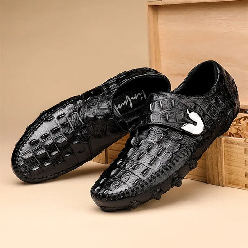 Croc-Embossed Nappa Leather Formal Lace-Up Shoes