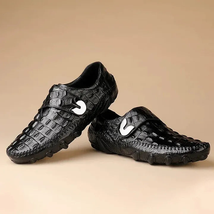 Croc-Embossed Nappa Leather Formal Lace-Up Shoes