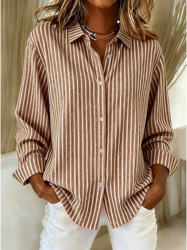 Harlow Striped Long-Sleeve Casual Blouse