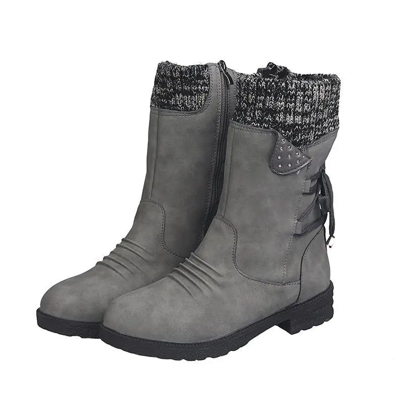 Snowy waterproof mid calf zipper boots